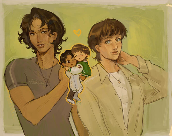 Two Halfbody + Chibi Comm