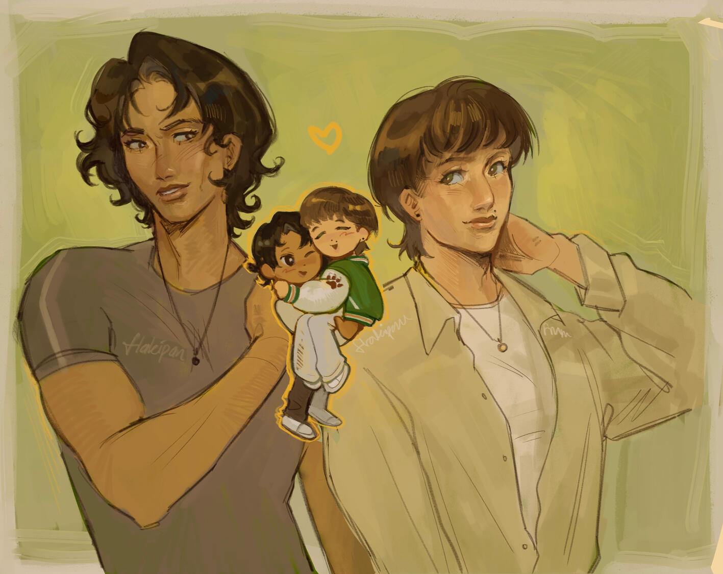 Two Halfbody + Chibi Comm